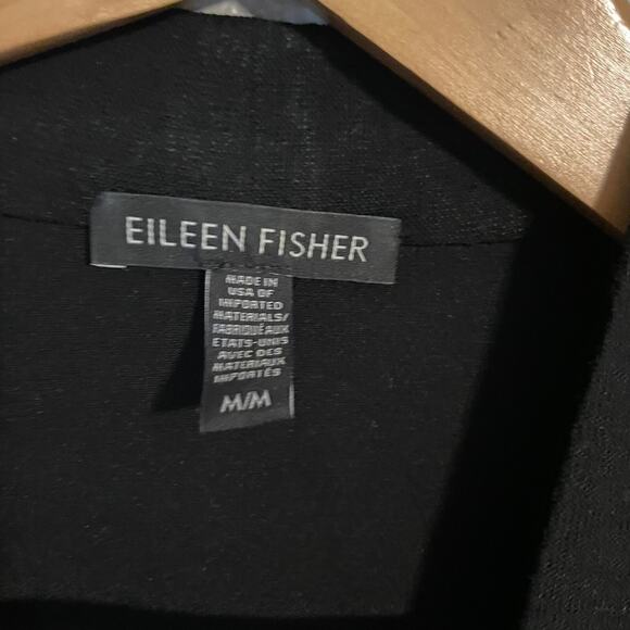Eileen Fisher Womens Long Blazer Size Medium Black Viscose Stretch Open Normcore - Picture 2 of 7